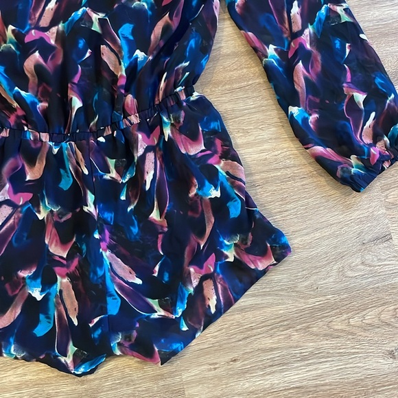 Luca Couture Watercolor Low Cut Sheer Arm Romper - Picture 15 of 15